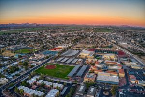 Overhead view of Buckeye, AZ during sunset.