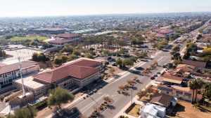 Overhead view of downtown Peoria, AZ.
