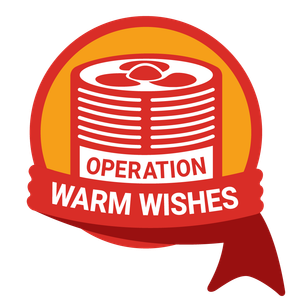 operation-warm-wishes-logo-georgebrazil Red circular badge with an orange inner circle and a red ribbon, featuring the text 'OPERATION WARM WISHES'—a charity campaign emblem